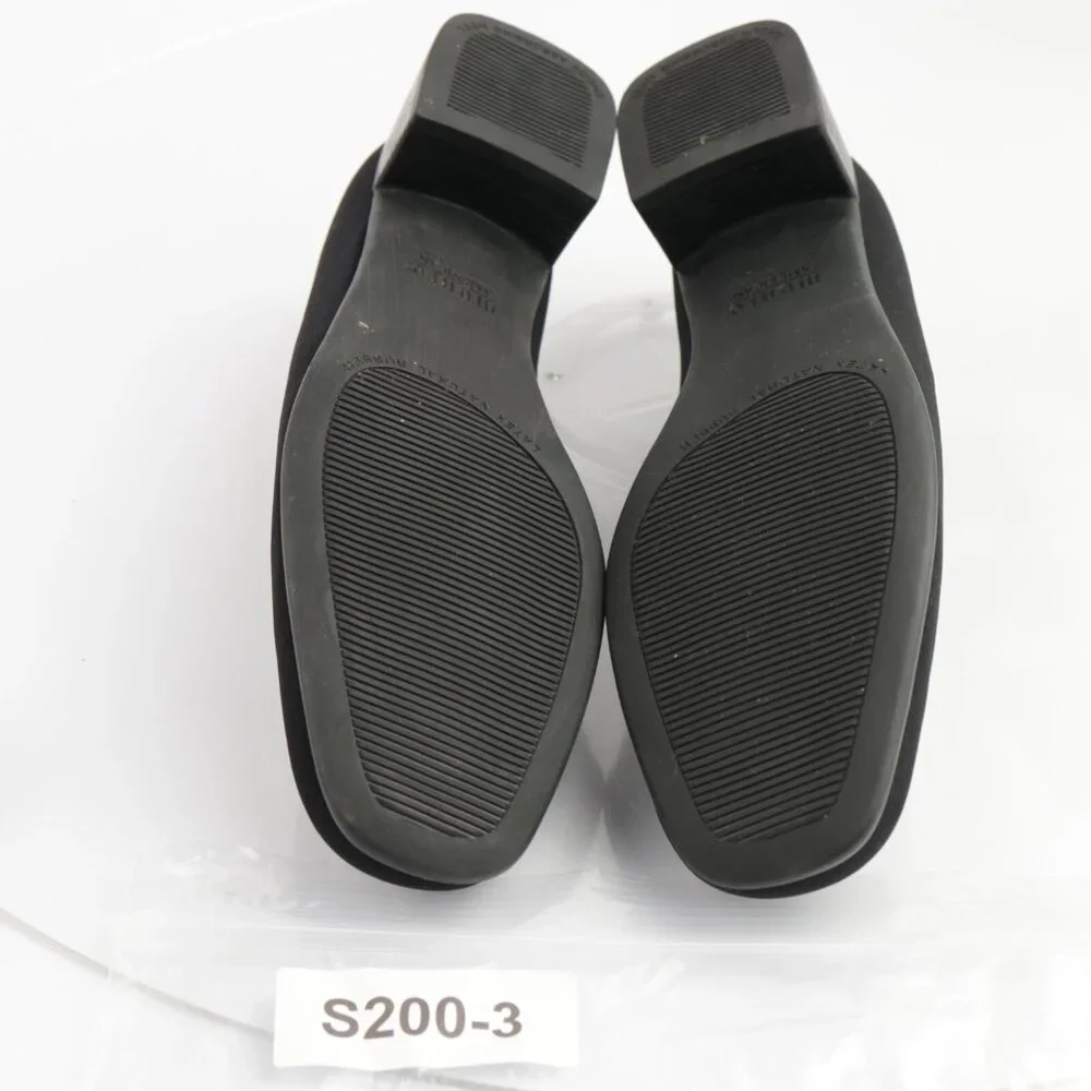 Munro Womens Jazz Loafer Pump Size 10 NARROW Black Satin Block Heel Slip On Shoe